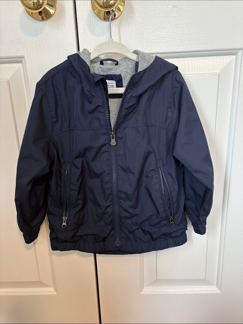 GAP Navy Hooded Windbreaker with Gray Lining